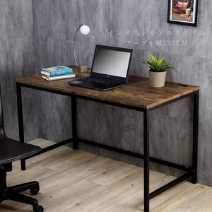 【HomeMax】復古木紋工作桌120&times;60cm/附插座/抽屜/辦公桌/電腦桌/書桌/工業風/★台灣製造●＜TKY-003＞
