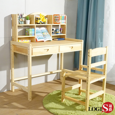 (LOGIS)實木成長桌+椅組(80X50CM) 【CBV80】