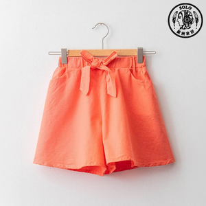 【SOLO Vintage】LCW Girls Orange Bow Shorts 100% Cotton Made in Turkey 5-6y