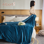 Albert家居《孔雀藍》法蘭絨羊羔絨加厚雙層暖暖被毯 1入 (保暖 毛毯 毯子), , large