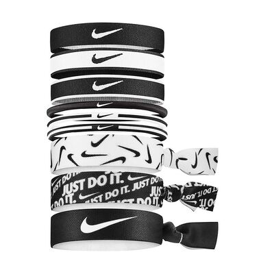 NIKE 混搭式髮帶 9入 運動髮帶 髮圈 健身 訓練 跑步 戶外 時尚 多樣式 彈性 舒適 矽膠條 防滑 止滑 黑白
