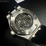 [星晴錶業]GEYA手錶,42mm,G78036GWKW雙面機械鏤空錶面銀錶殼深黑色真皮皮革錶帶款, , large