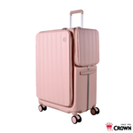 【CROWN】WAVE 29吋前開式側袋磁吸剎車箱-奶霧玫瑰, , large