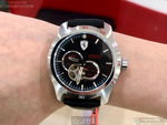 [星晴錶業]FERRARI手錶,44mm,FE00107黑色, 透視錶面銀錶殼深黑色真皮皮革錶帶款, , large