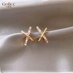 【Gulicc】古莉可 耳環  交叉珍珠耳環, , large
