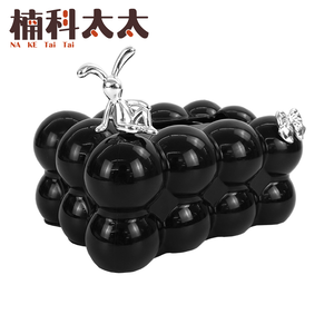 輕奢晶球面紙盒/黑色晶球銀兔子 618-FTB01BSR