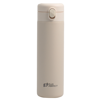 PLUS PERFECT晶鑽316不鏽鋼陶瓷彈蓋保溫杯-500ml-米白色-1入