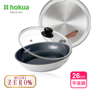 【日本北陸hokua】Mecera Zero陶瓷IH三層複合金不沾平底鍋26cm(含蓋)