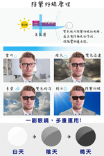 MEGASOL 輕量彈性TR合金屬鏡架俐落半方框變色漸進多焦老花眼鏡(中性帥氣半方框款KZ-BS66071) 黑色 150度, , large