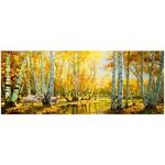 【御畫房】金秋白樺林之二 國家一級畫師手繪油畫60&times;120cm(VF-50), , large