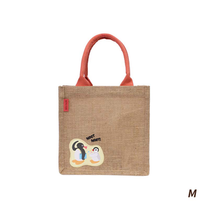 『HOUSUXI．舒希』PINGU-皮革刺繡麻布袋M(A4)