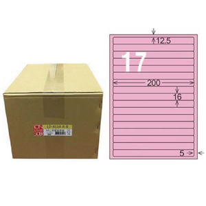 【龍德】LONGDER 三用電腦標籤 A4 17格 圓角 16*200mm 粉紅1000張/箱 LD-8114-R-B(適用雷射、噴墨、影印)