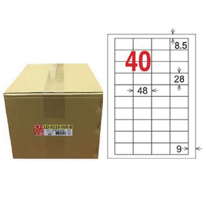 【龍德】LONGDER 三用電腦標籤 A4 40格 24*46mm可再貼1000張/箱 LD-8115-WR-B(適用雷射、噴墨、影印)