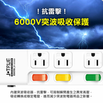 鉅玉經典｜七開六插防塵延長線 3孔延長線 台灣製造 新安規 過載斷電 15尺 JY-376KS-15, , large