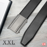 【CH-BELT 銓丞皮帶】免打孔 男加長皮帶 內穿式自動扣 男皮帶腰帶(黑XXL), , large