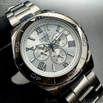 [星晴錶業]CASIO手錶,44mm,CA56831銀色錶面銀錶殼銀色精鋼錶帶款, , large