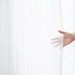 Ready-Made Sheer Curtains &ndash; Set of 2 Panels &ndash; "Snow White Stripes" &ndash; Width 100cm, Height 163/208/238cm &ndash; Made in Taiwan &ndash; White Color &ndash; Vertical Stripes &ndash; Machine Washable, , large