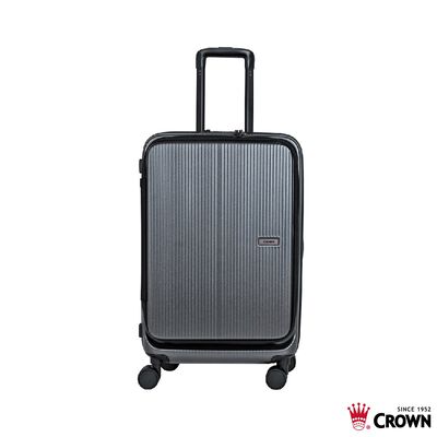 【CROWN 皇冠】C-F1910 25吋前開霧面拉鍊拉桿箱-鐵灰