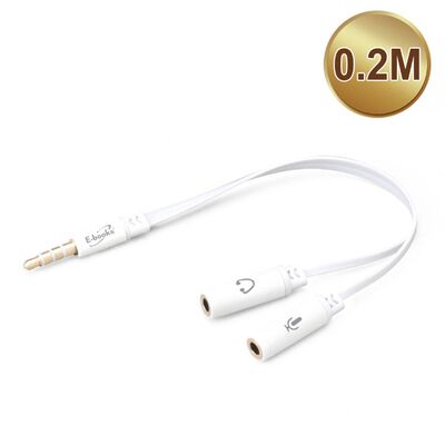 E-BOOKS X18 一公轉二母耳機麥克風音源轉接線 3.5mm (20cm) | 支援單插孔筆電與智慧手機