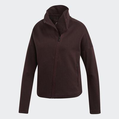 Adidas W HTR JKT 女 外套 運動 訓練 休閒 保暖 防風 立領 合身 短版 酒紅 [CZ8999]