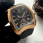 [星晴錶業]MASERATI手錶,42mm, 48mm,R8871605003黑色錶面玫瑰金錶殼深黑色真皮皮革錶帶款, , large