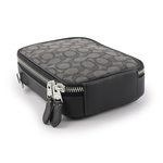 COACH Stanton CC Logo緹花布拼皮革斜背包/炭灰色, , large