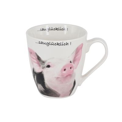 【YU Living】俏皮動物造型陶瓷馬克杯 早餐咖啡杯 600ml-小豬