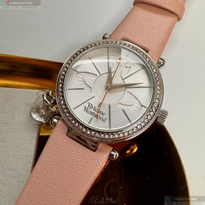[星晴錶業]Vivienne Westwood手錶,32mm,VW30324銀白色錶面銀錶殼粉紅真皮皮革錶帶款