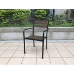 【BROTHER兄弟牌】90cm-105公分鋁合金塑木圓桌+4張塑木椅(深咖啡色)-室外鋁框不生鏽耐用, , large