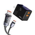 100W 極光芯 Type-C to Type-C 耐拉傳輸充電線+HANG 40W氮化鎵GaN USB-C快充頭, , large