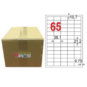 【龍德】LONGDER 三用電腦標籤 A4 65格 21.2*38.1mm可再貼1000張/箱 LD-806-WR-B(適用雷射、噴墨、影印)