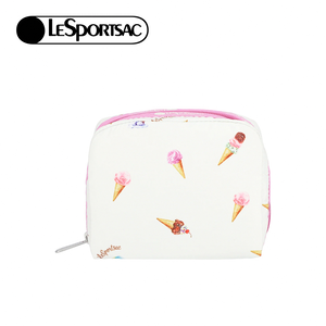 Lesportsac Square Cosmetic 方形收納化妝包 盥洗包 收納袋 送禮 禮物 推薦 女包(繽紛冰淇淋)