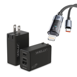 30W 極光芯 Type-C to Lightning 耐拉傳輸充電線+65W氮化鎵GaN 三孔極速充電器, , large