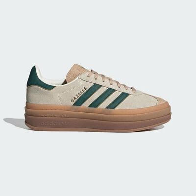 Kixpress-Adidas Gazelle Bold W 女 休閒鞋 運動 經典 三葉草 厚底 麂皮 榛果復古綠 [ID7056]