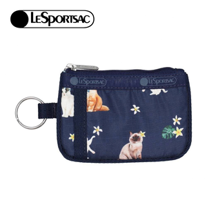 Lesportsac Key Card Holder 卡夾 零錢袋 鑰匙包 卡片零錢包 送禮 禮物 推薦 女包(熱帶度假貓咪)