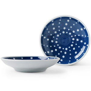 [豐名日本餐具] 4.0"輕量盤 藍底白水玉 有田燒 / C04PL0-241-EB