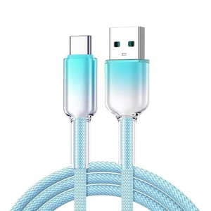 [Lele] 120W Ice Crystal Head Colorful Braided Fast Charging Cable USB to TYPE-C 1.5M Gradient Blue