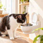 貓咪水盆 馬桶造型 壁掛 水碗 寵物碗 水盆 150ml 飼料碗 寵物餵水器 不鏽鋼內膽 趣味水碗 多貓家庭推薦 飲水器, , large