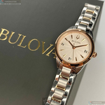 [星晴錶業]BULOVA手錶,28mm,BU00002白色錶面玫瑰金錶殼金銀相間精鋼錶帶款, , large