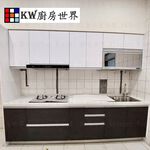 【KW廚房世界】系統廚具 廚房設計 客製化 廚櫃 工廠直營一字型流理台 人造石檯面 木製桶身 林內倒T排油機, , large