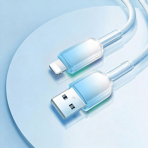 [Lele] Ice Crystal Tip Colorful Braided Fast Charging Cable USB to Lightning 1M Gradient Blue