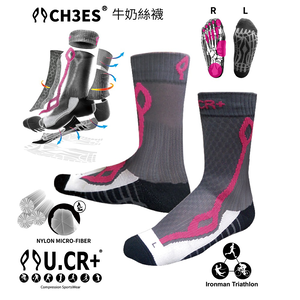 【U.CR+】西里三號超細牛奶絲機能襪黑灰粉