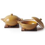 [豐名日本餐具] 四號鍋兩入組 金黃釉（附木墊） / C04PT0-5, , large