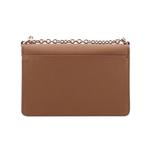 FURLA 1927 拱門轉釦迷你翻蓋鏈帶二用包/白蘭地酒色, , large