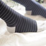 [Kaimei Cotton Industry] 12 pairs set, random and excellent, MIT made in Taiwan, antibacterial and deodorizing bamboo charcoal wide-mouth health socks, striped style, , large