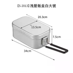戶外洩壓鋁製飯盒白色 1.3L （洩壓飯盒 露營、 輕量戶外炊具、復古軍風飯盒）, , large