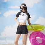 莫妮娜 台灣製 少女短袖防曬 高腰平口褲 二件式泳裝 運動時尚, , large