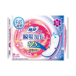 蘇菲彈力貼身瞬吸加長護墊17.5cm(花香)28PC