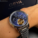 [星晴錶業]GEYA手錶,42mm,G78181GWB寶藍色錶面銀錶殼銀色精鋼錶帶款, , large