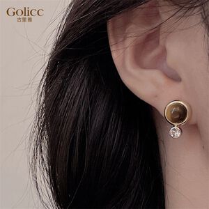 【Gulicc 】古莉可 耳環 法式美拉德幾何鑲鑽耳環